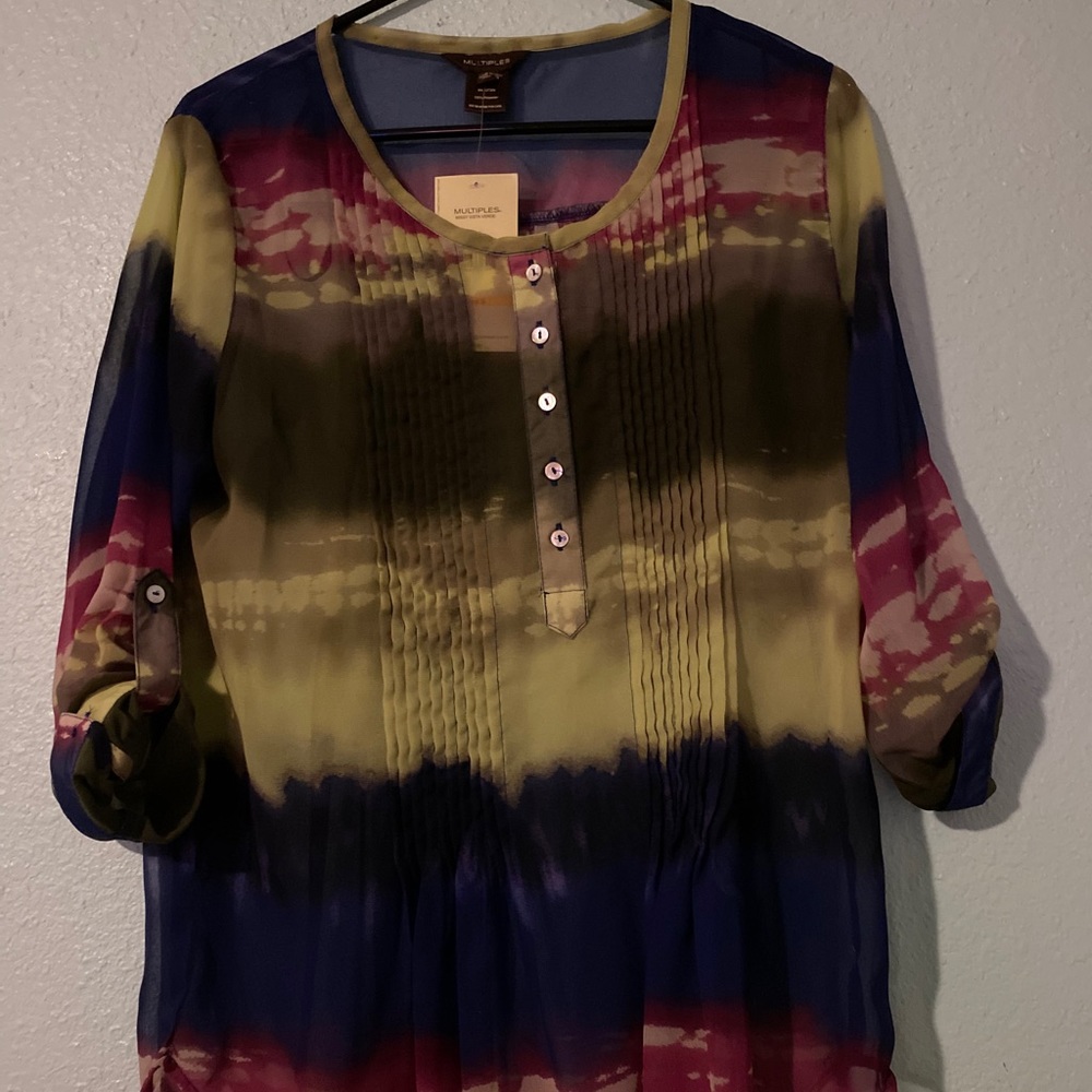 NWT Multiples - Missy Vista Verde blouse